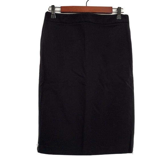 Zara Black Side Zip Leather Trim Pencil Skirt - Picture 4 of 10